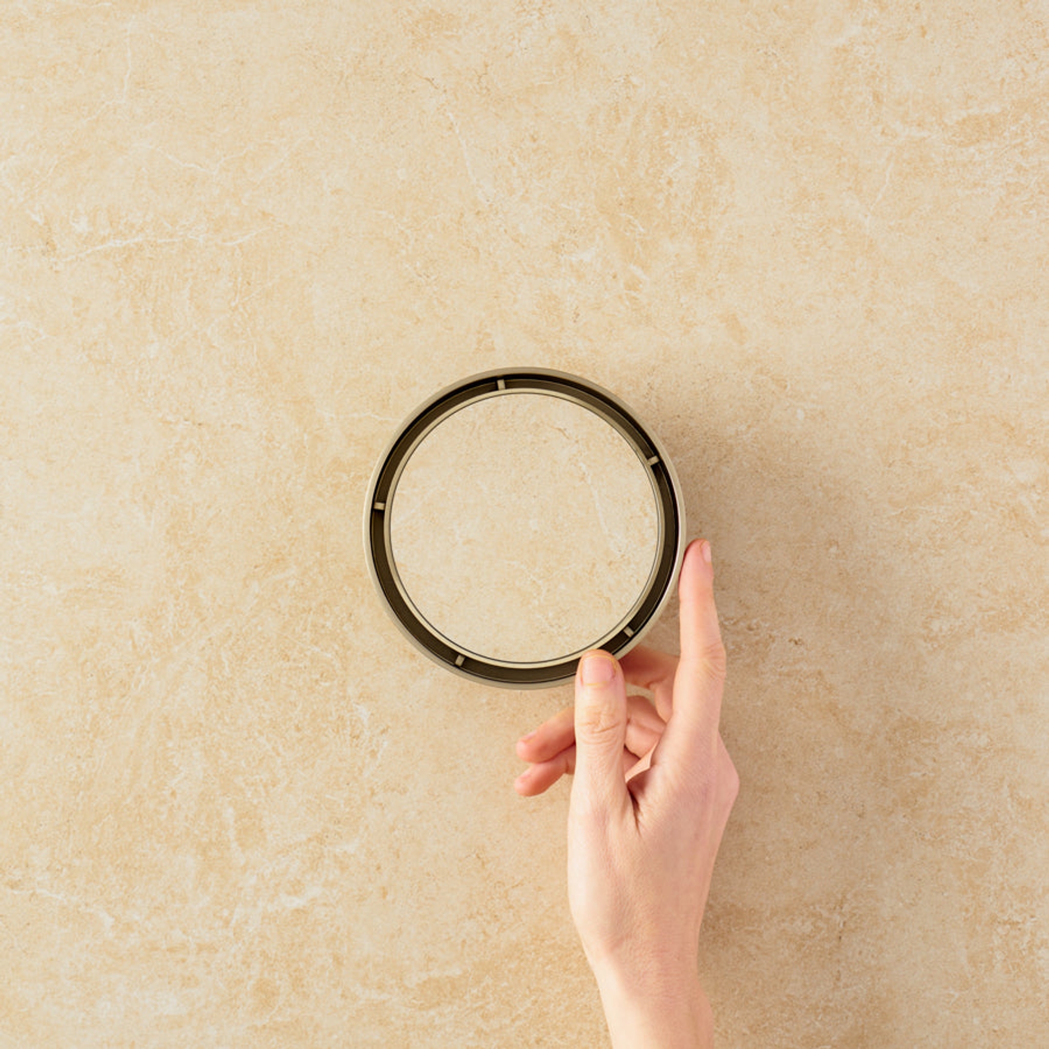 Round Tile Insert Floor Waste Warm Brushed Nickel | Yabby