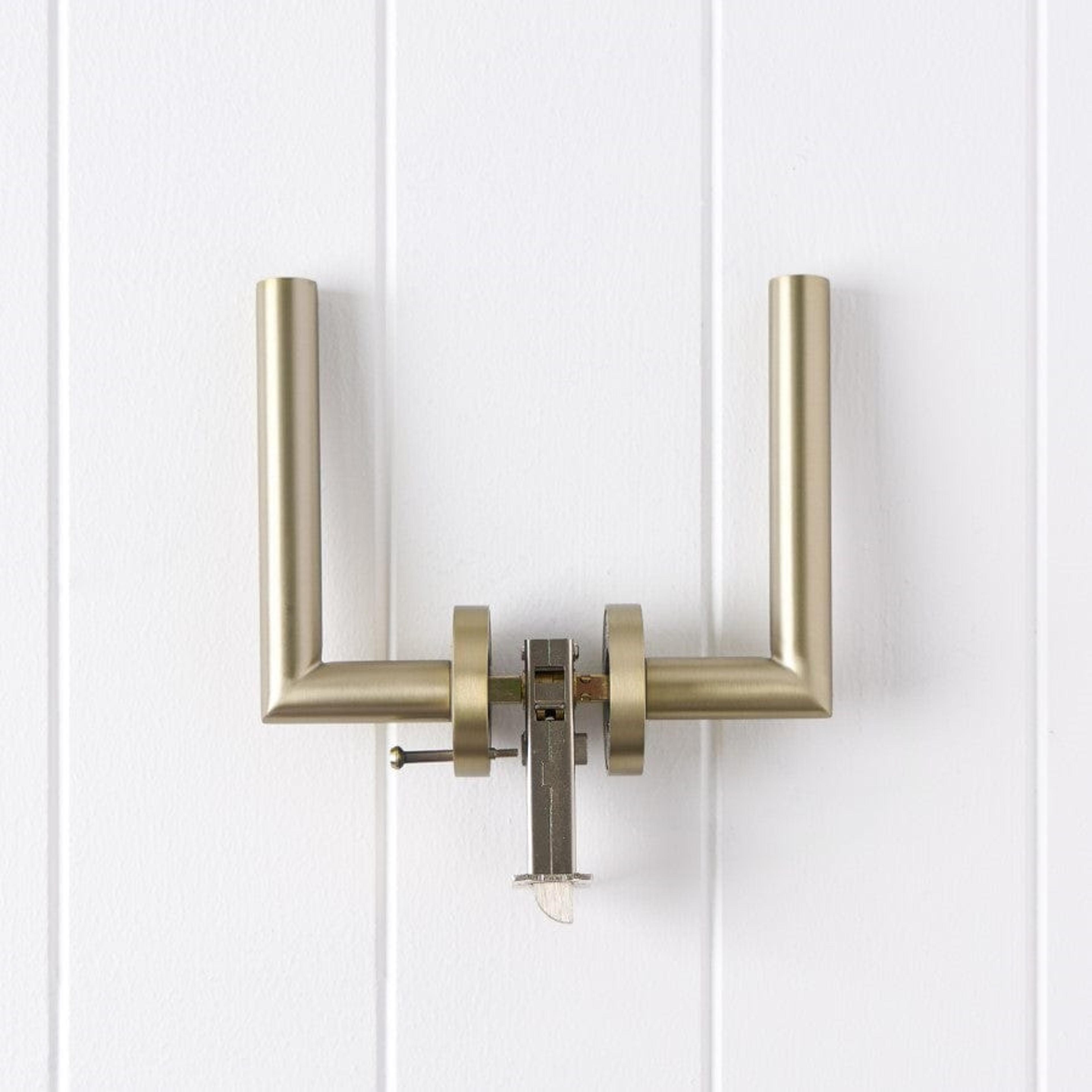 TileCloud TAPWARE Sydney Door Handle with Lock Warm Brushed Nickel