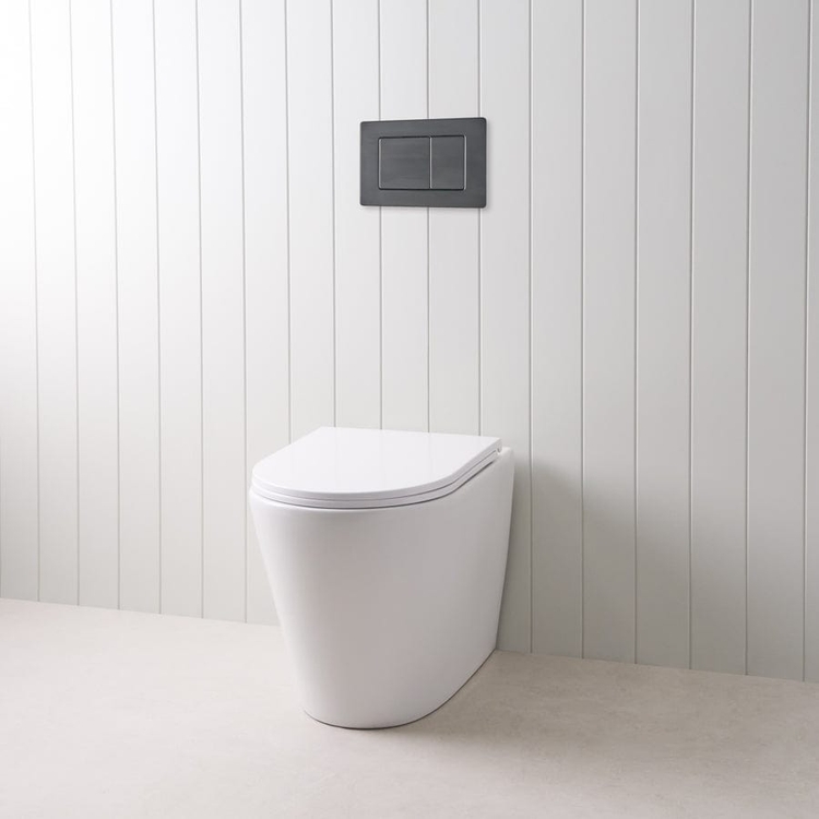 Angled In-Wall Toilet With Rectangle Matte Black Buttons | Yabby