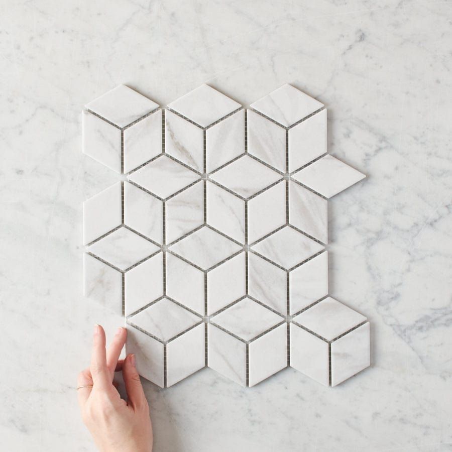 Oakley Cube Carrara Matte Mosaic Tile | TileCloud