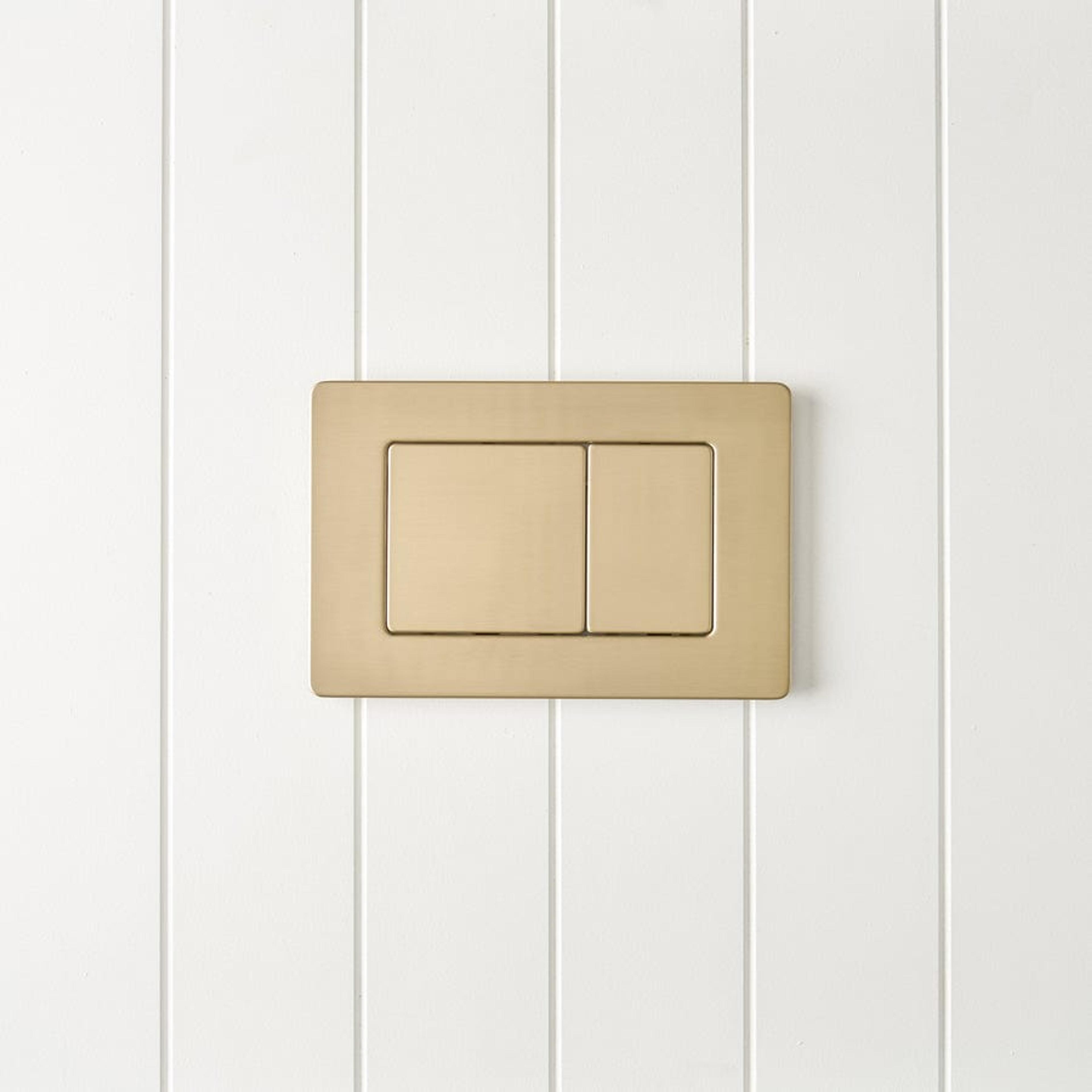 TileCloud TOILETS Angled In-Wall Toilet With Rectangle Warm Brushed Nickel Buttons