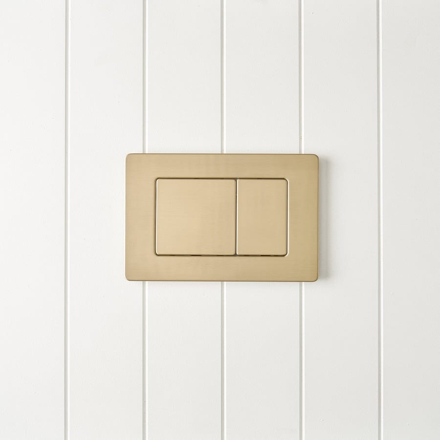 TileCloud TOILETS Angled In-Wall Toilet With Rectangle Warm Brushed Nickel Buttons