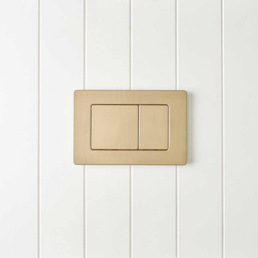 TileCloud TOILETS Angled In-Wall Toilet With Rectangle Warm Brushed Nickel Buttons