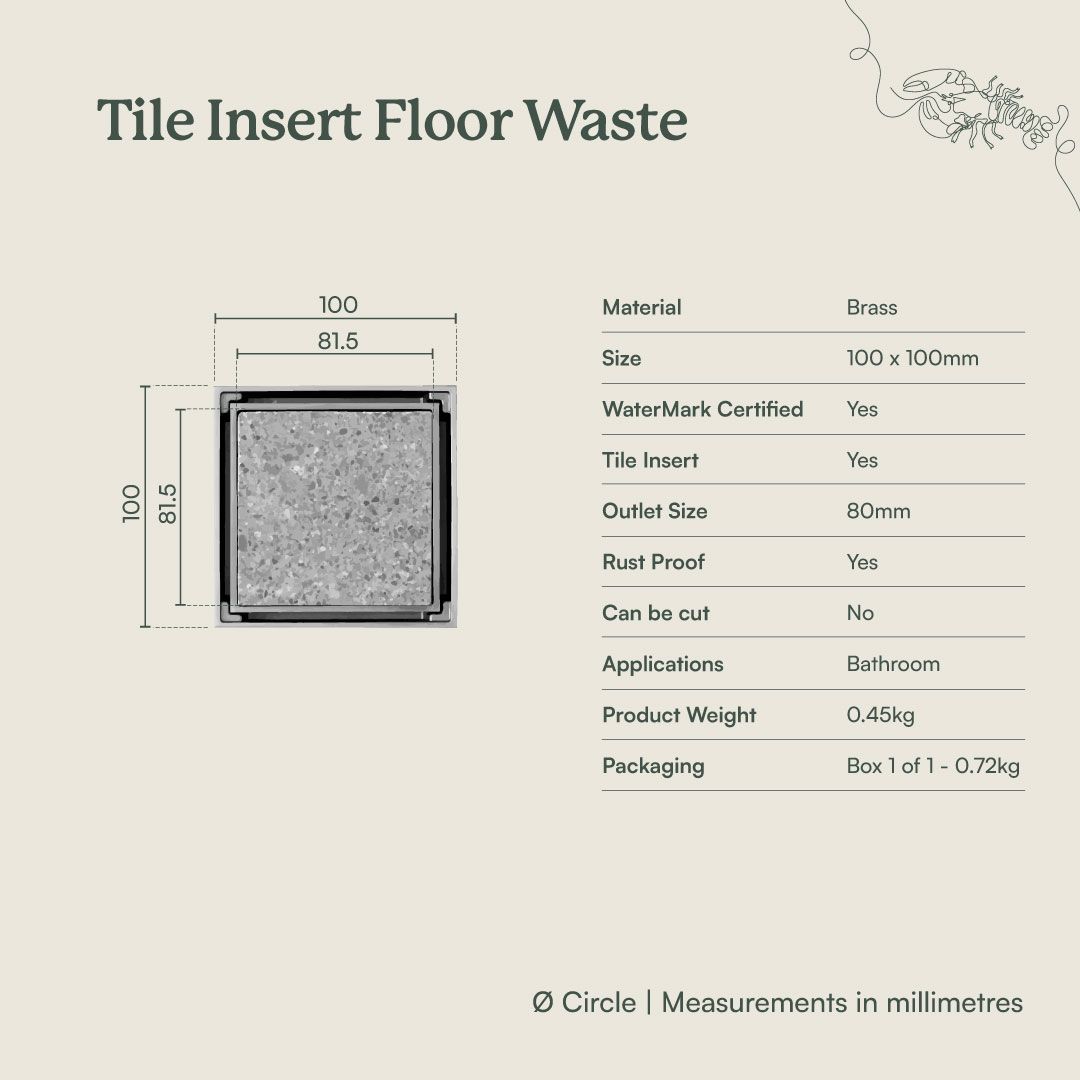 Tile Insert Floor Waste Antique Brass | TileCloud