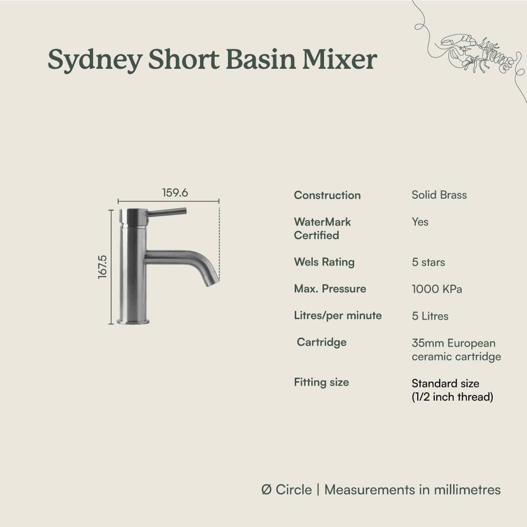 Yabby TAPWARE Sydney Short Basin Mixer Antique Brass