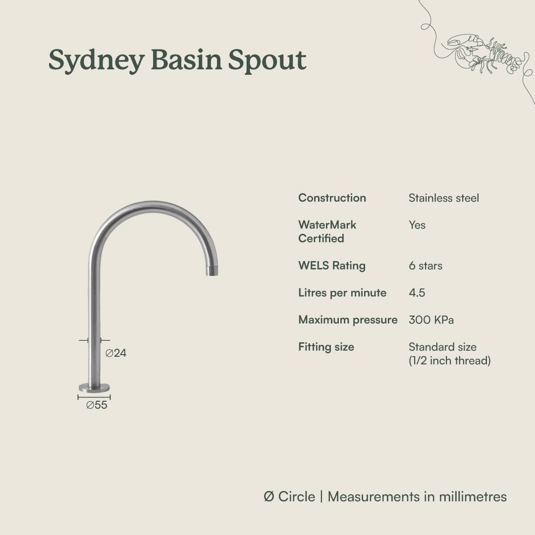 Yabby TAPWARE Sydney Basin Spout Brushed Brass