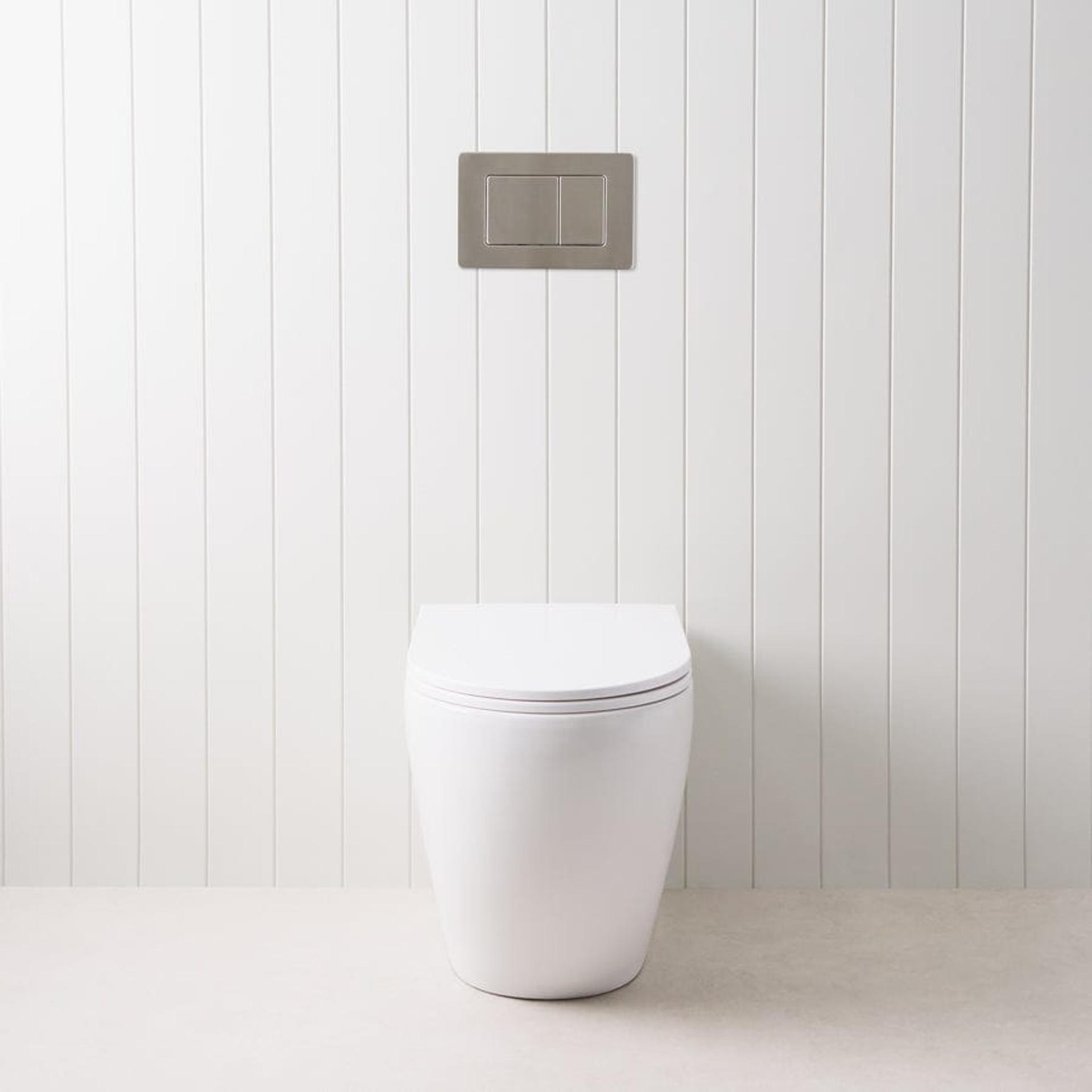 Curved In-Wall Toilet With Rectangle Stainless Steel Buttons | Yabby