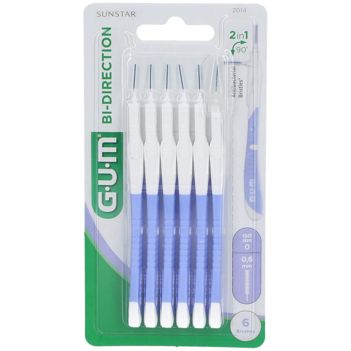 GUM Bi-Direction Brossettes interdentaires 0,6 mm (6 pièces)