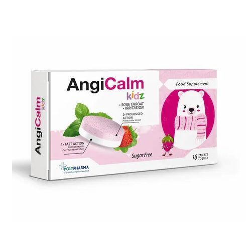 Polypharma Angicalm Kids sans sucre, 16 comprimés