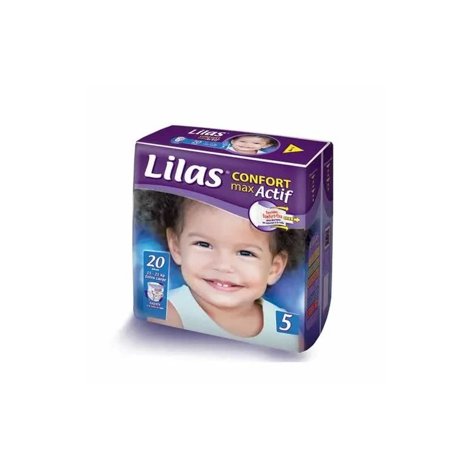 Lilas Confort Max Actif Couches bébé 15–25 kg, 20 pièces