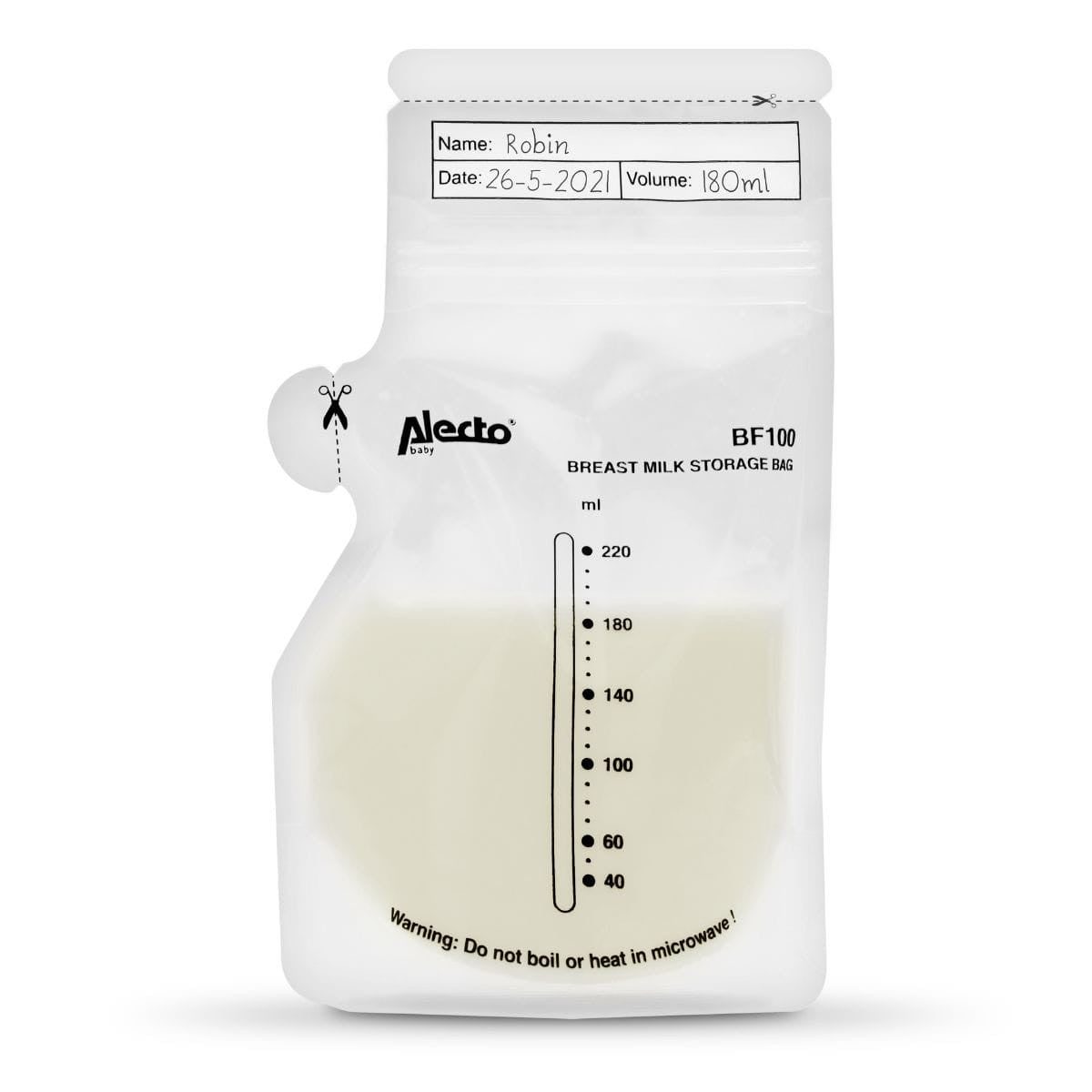 Alecto BF100 Sacs de conservation du lait maternel 220 ml, 100 pièces