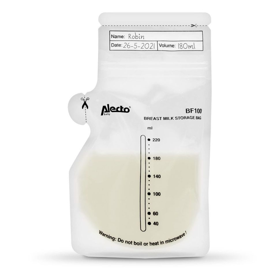 Alecto BF100 Sacs de conservation du lait maternel 220 ml, 100 pièces