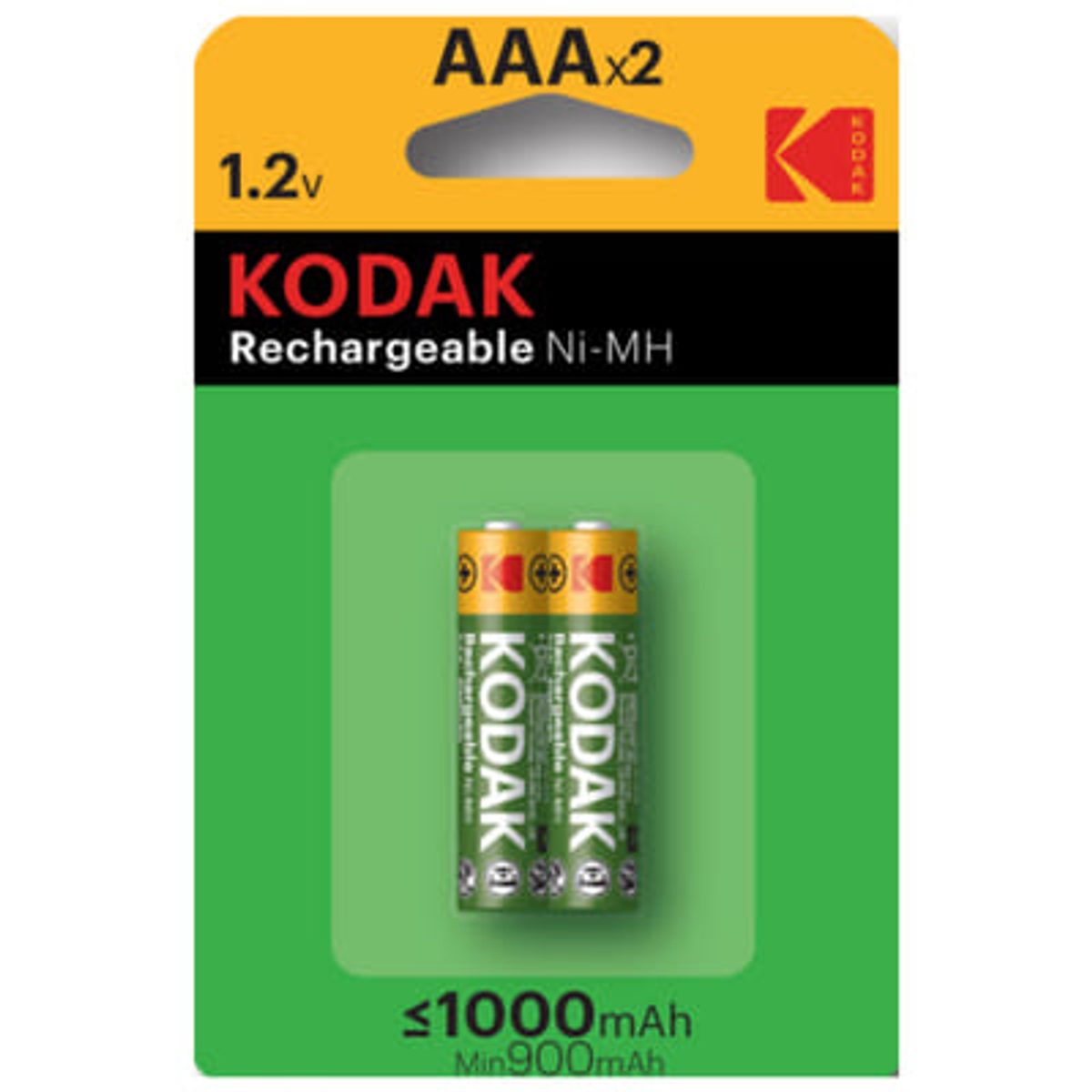 Kodak Piles rechargeables AAA 1,2 V 1000 mAh, 2 pièces