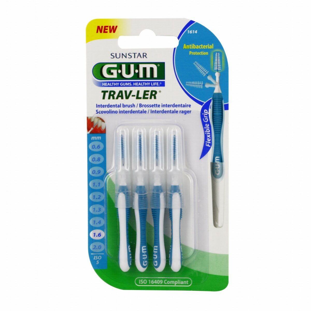 GUM Trav-Ler Brossettes interdentaires 1,6 mm 1614 (lot de 4)