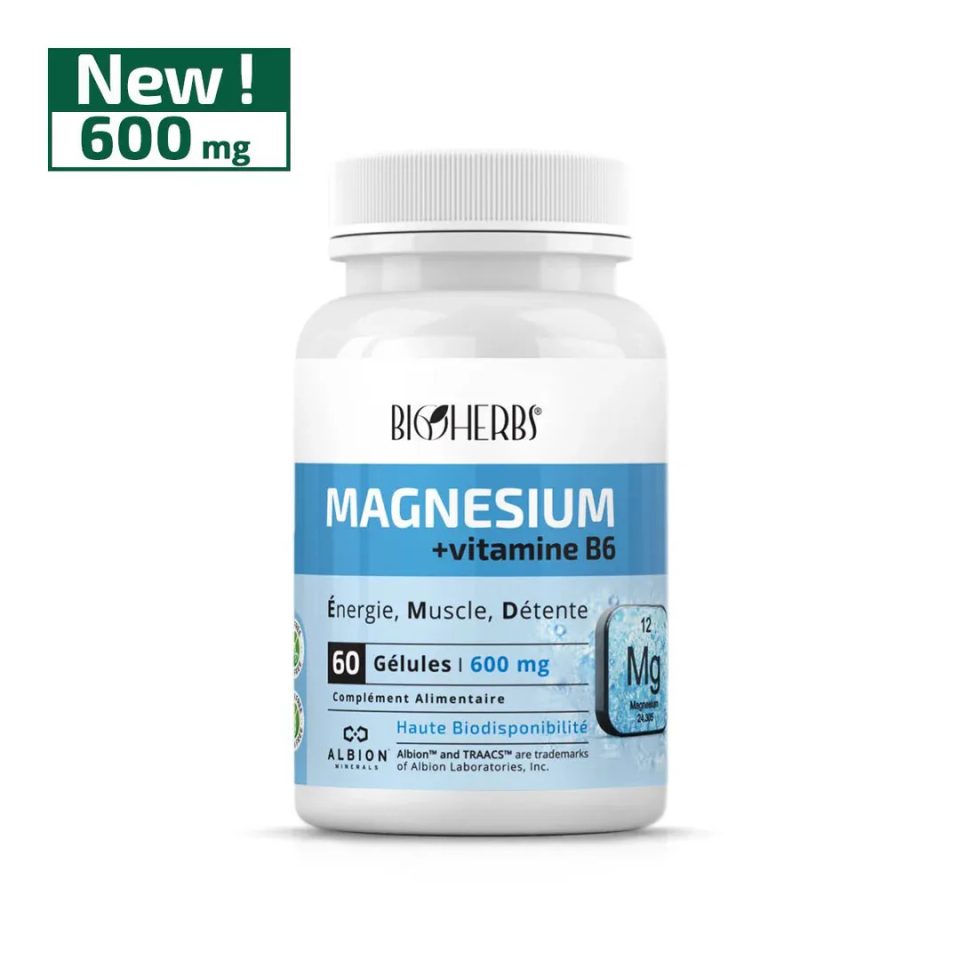 Bioherbs Magnésium Bisglycinate + Vitamine B6, 60 gélules