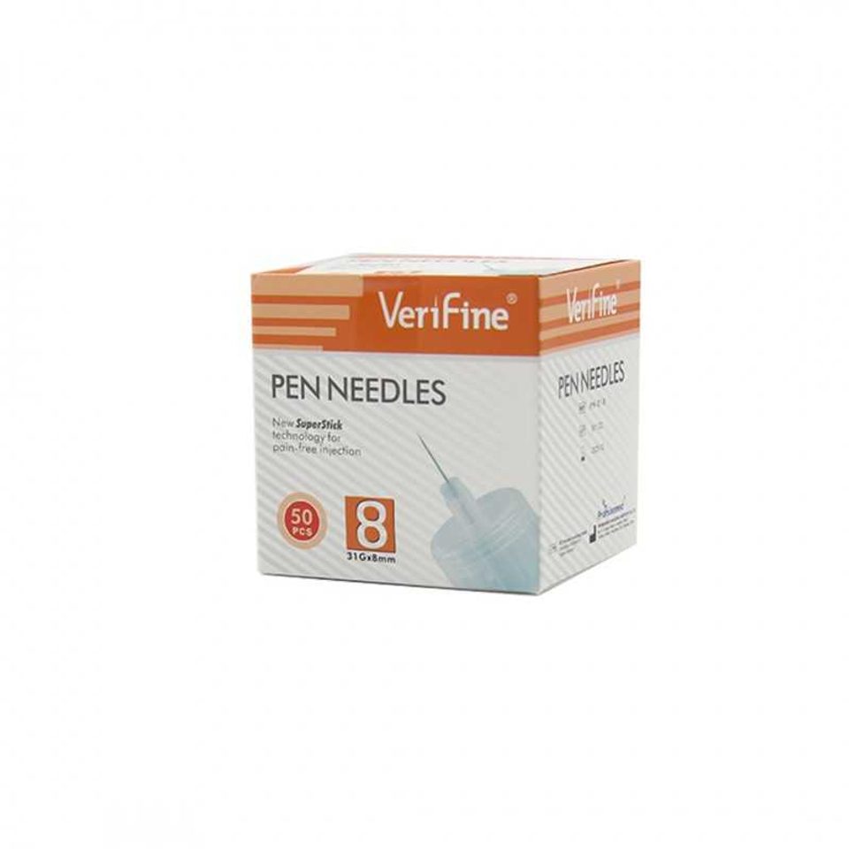 Aiguilles Verifine pour stylo à insuline 8 mm, boîte de 50