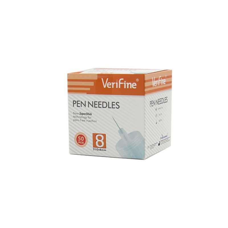 Aiguilles Verifine pour stylo à insuline 8 mm, boîte de 50