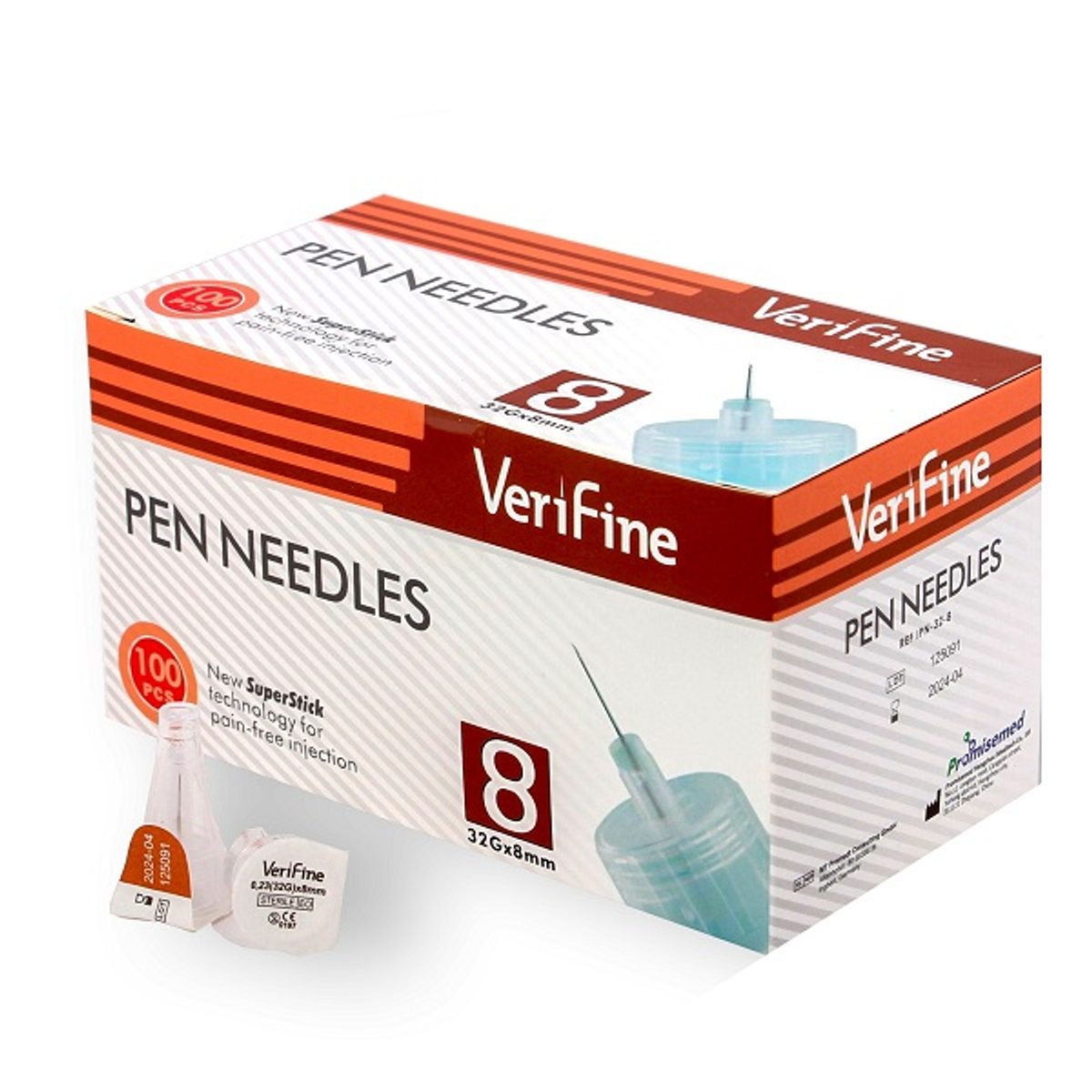 Verifine Aiguilles pour stylo à insuline 8 mm, 31G, boîte de 100