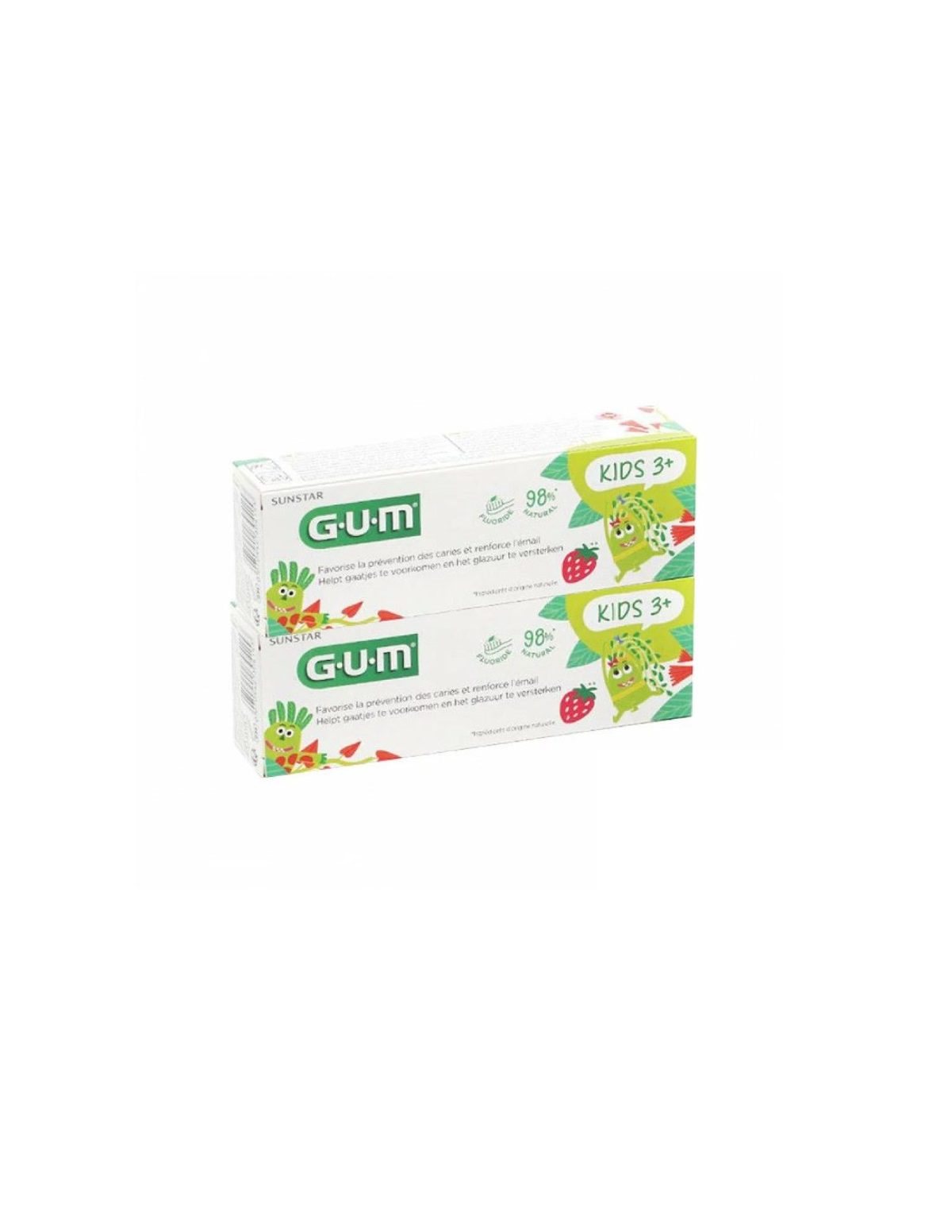 GUM Kids Dentifrice gel fraise 3+ lot de 2 x 50 ml