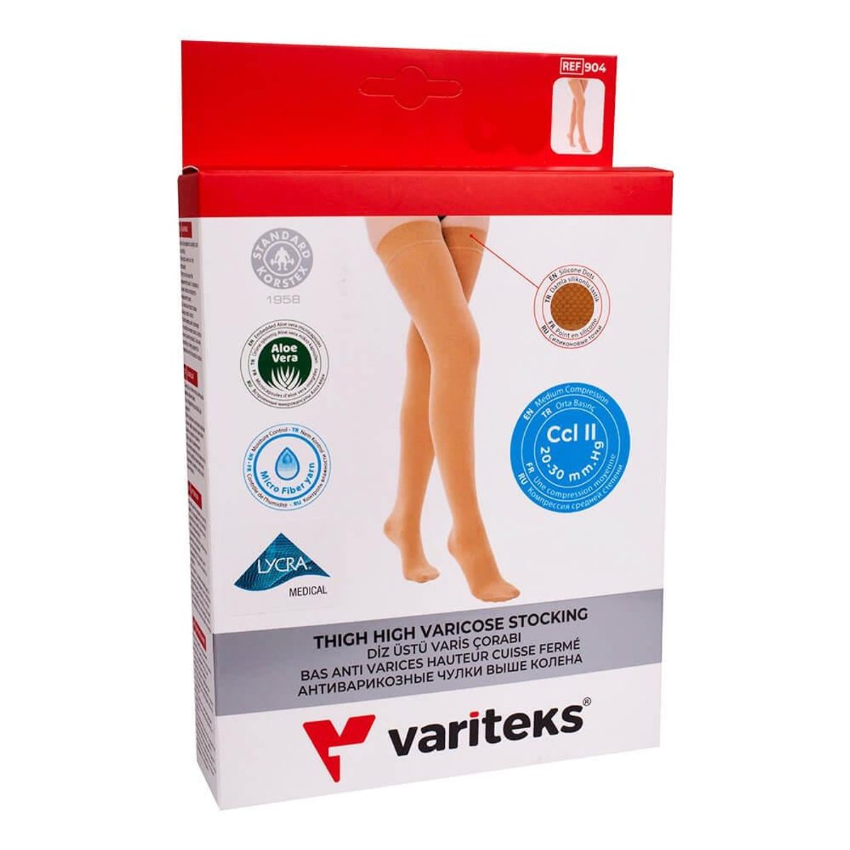 Bas anti-varices Variteks 904 cuisse fermé, beige, classe II, taille 2