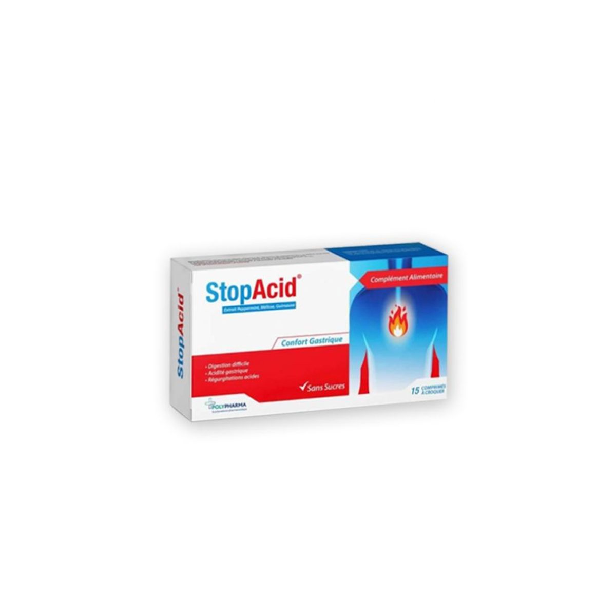 Polypharma StopAcid 15 comprimés à croquer