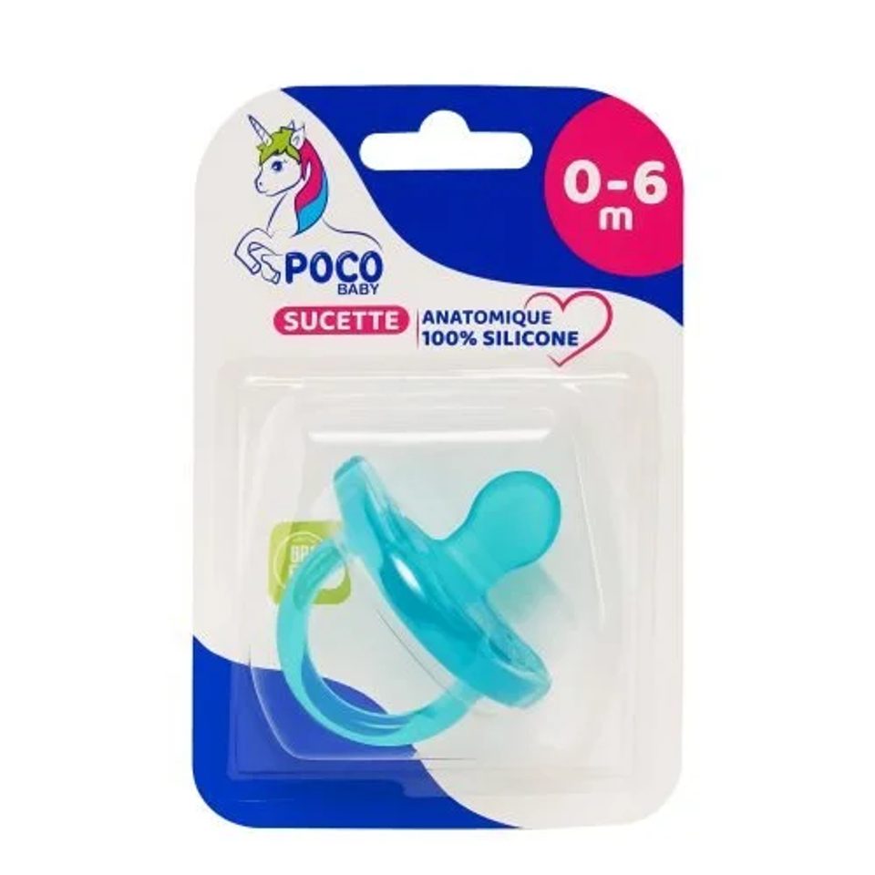 Sucette Poco Baby anatomique en silicone, 0–6 mois