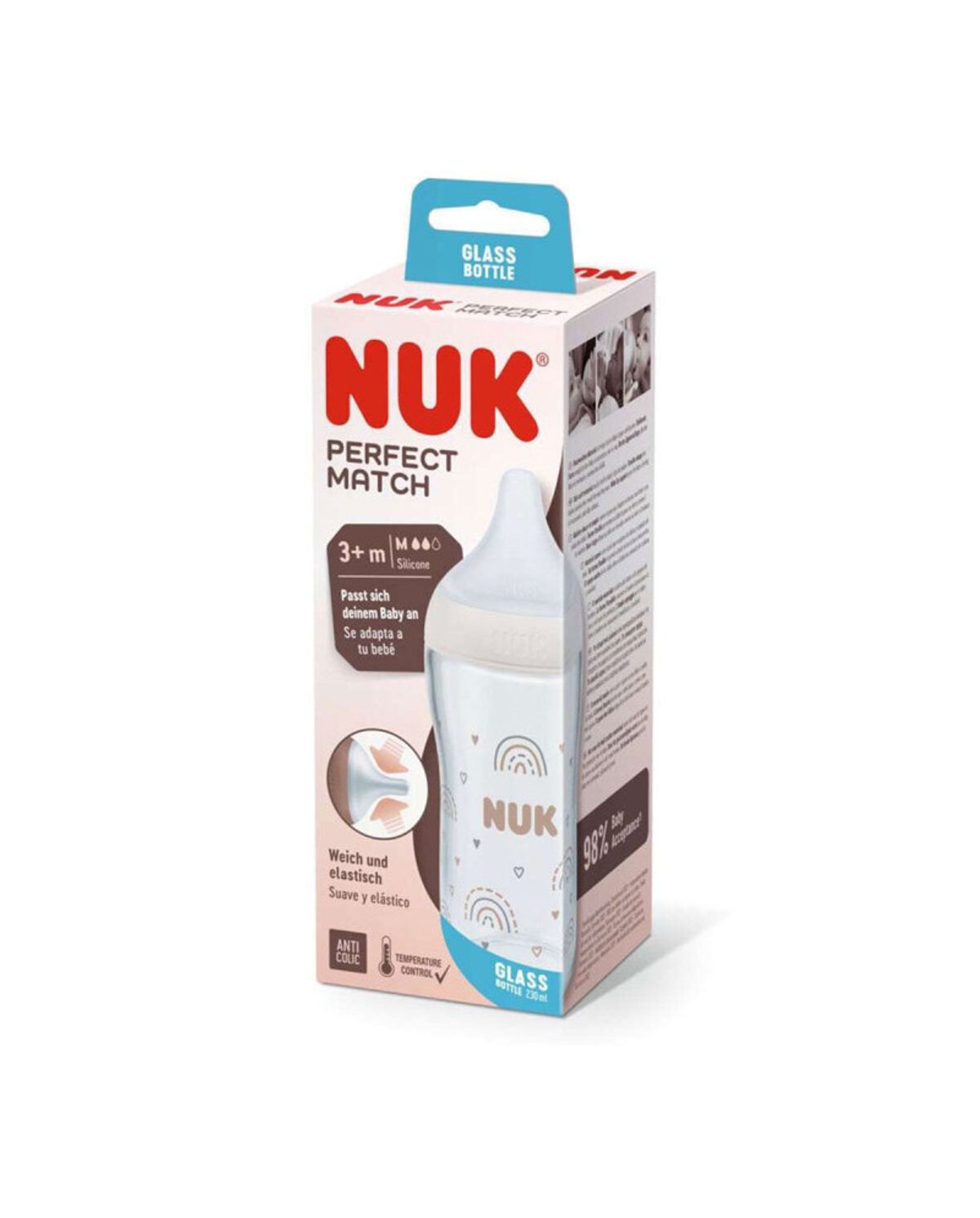 NUK Perfect Match Biberon en verre 3 mois+ 230 ml