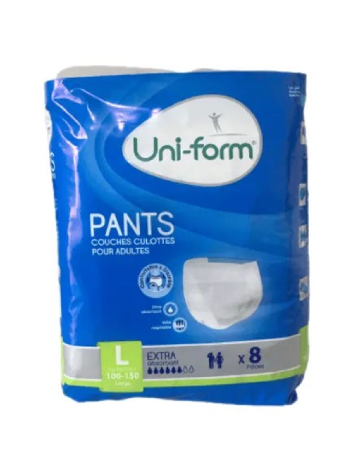 Uni-form Pants Couches-culottes adultes Large, 8 pièces