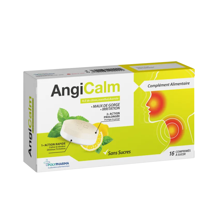 Polypharma Angicalm Citron, 16 comprimés à sucer