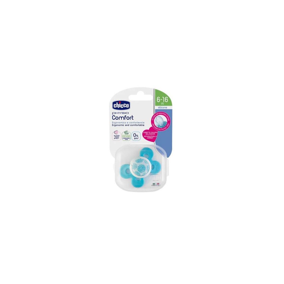Sucette Chicco PhysioForma Comfort en silicone bleue 6–16 mois