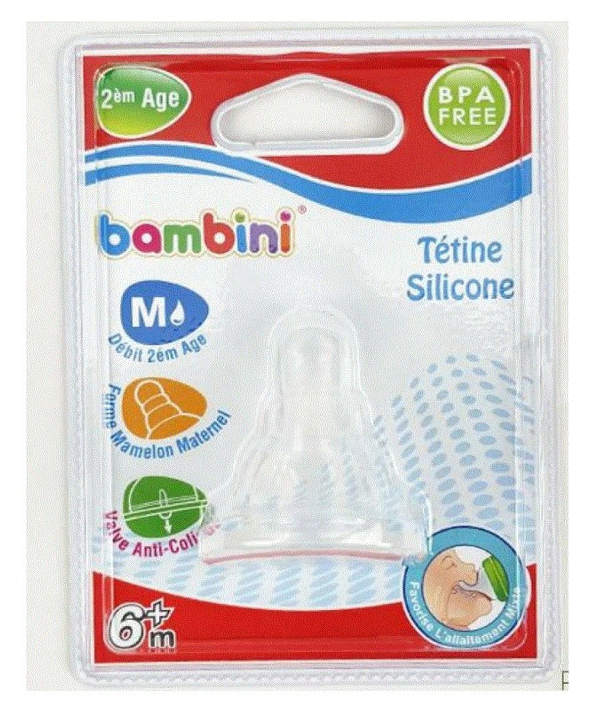 Tétine en silicone Bambini, 2e âge, modèle 412