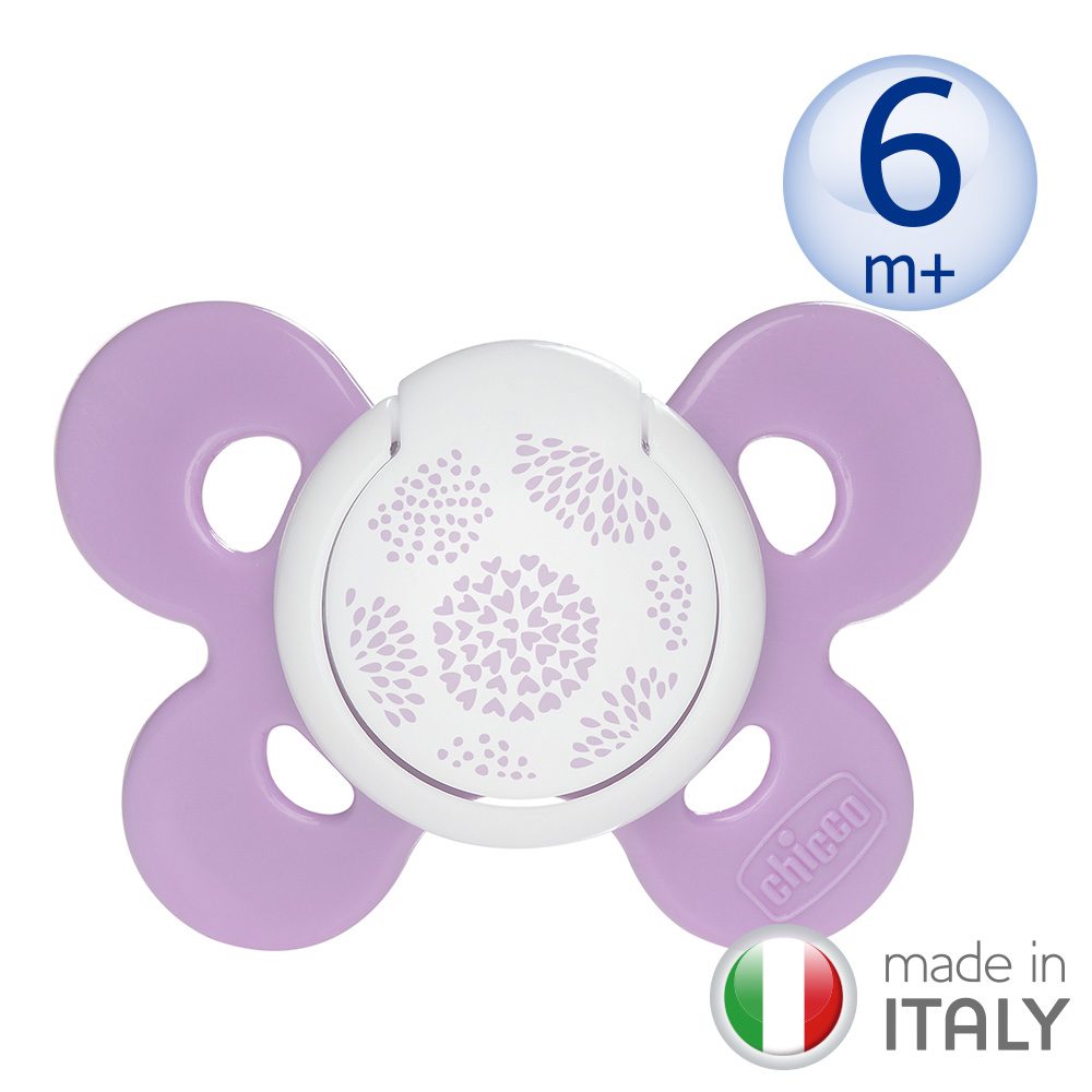 Sucette Chicco PhysioForma Comfort en silicone rose-lilas 6–16 mois