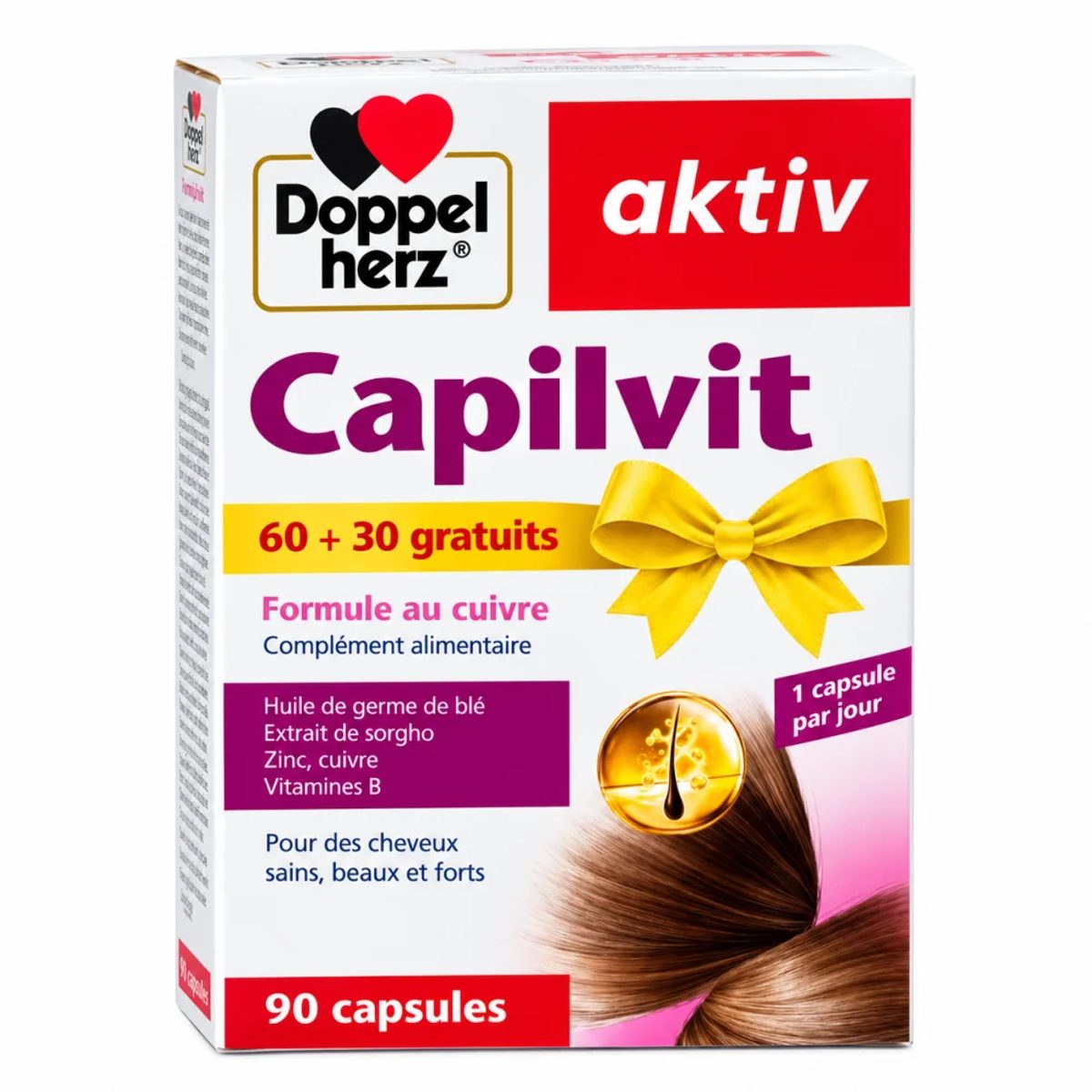 Doppelherz aktiv Capilvit Formule au cuivre 90 capsules (60 + 30)