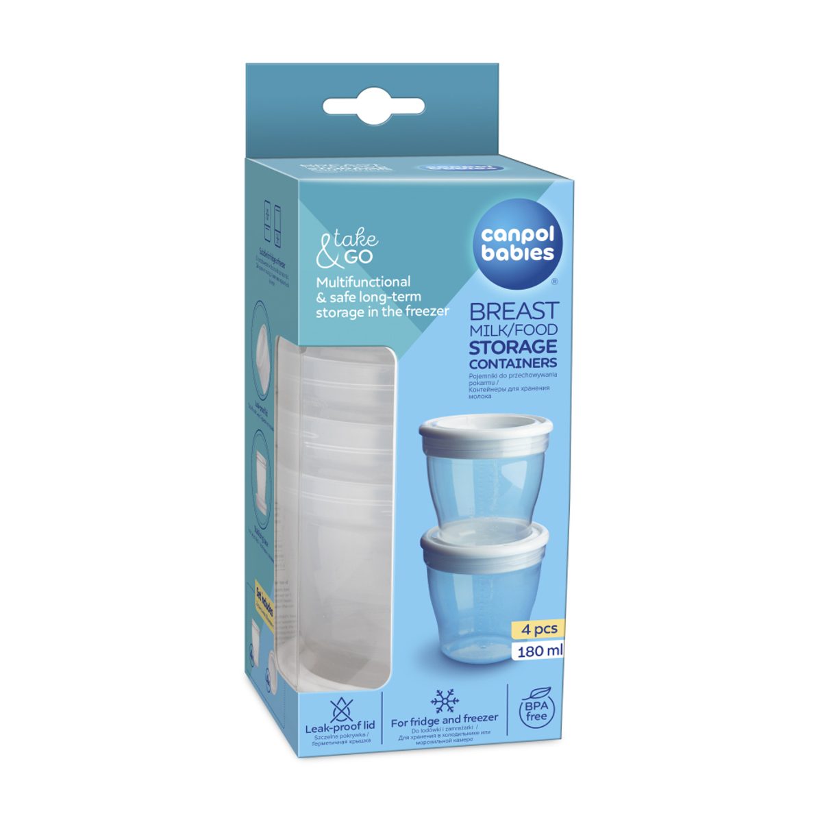 Canpol Babies Pots de conservation lait et aliments, 4 × 180 ml