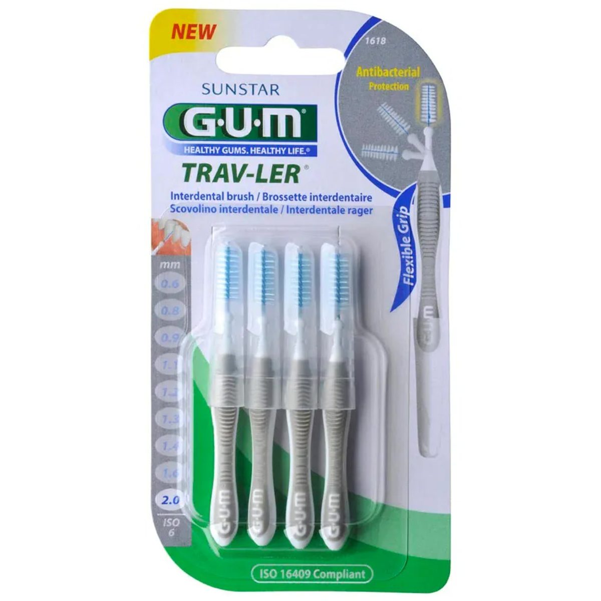 GUM Trav-Ler Brossettes interdentaires 2 mm 1618 (lot de 4)