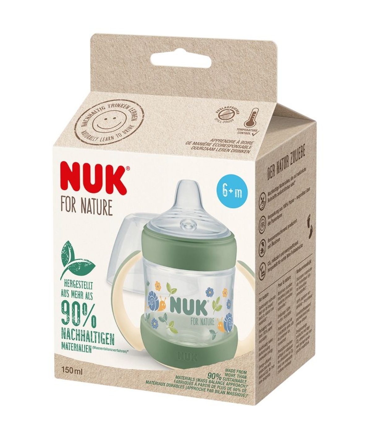 NUK For Nature Tasse d’apprentissage avec anses, 150 ml