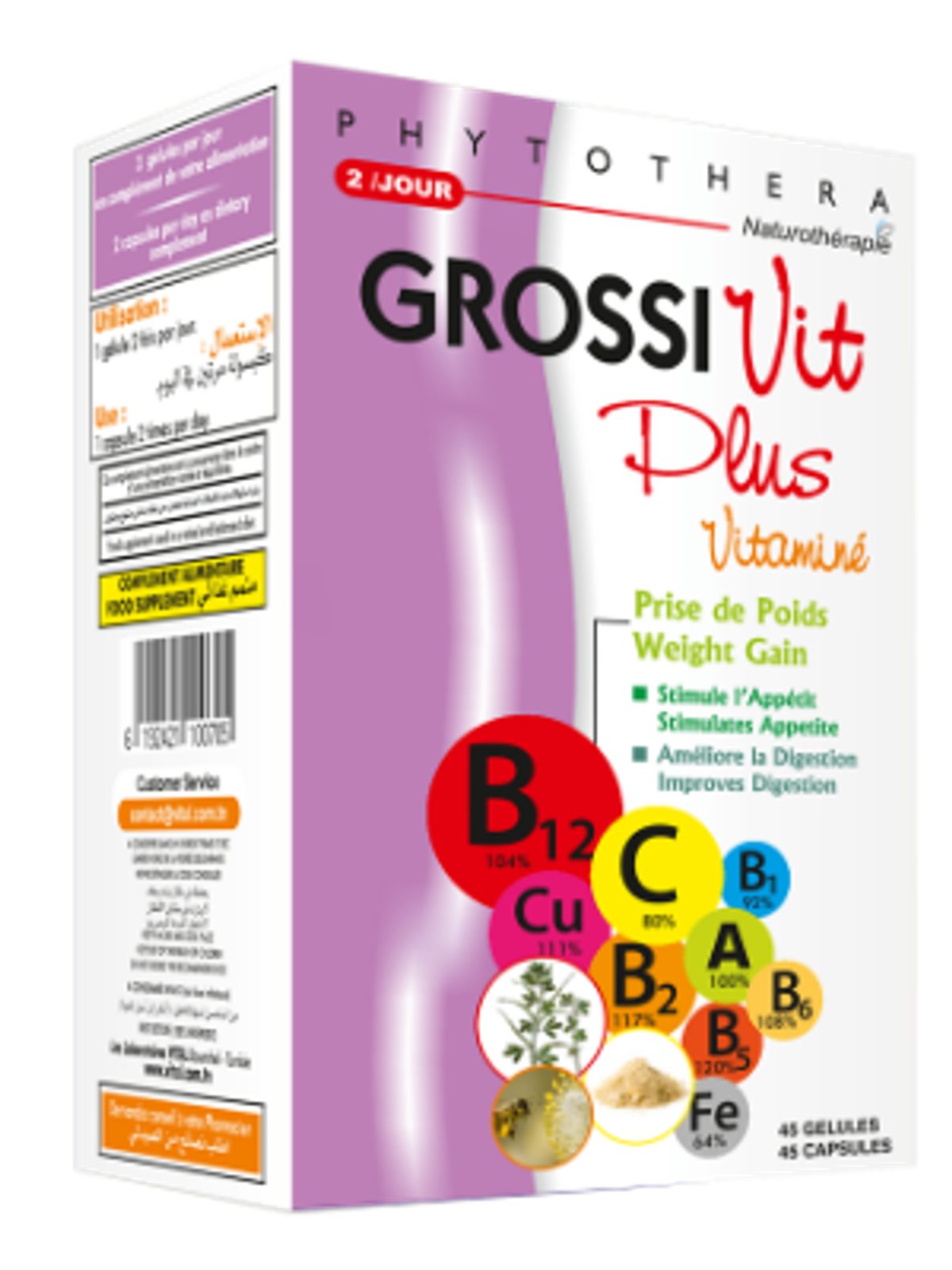 Vital Phytothera Grossivit Plus Vitaminé 45 gélules