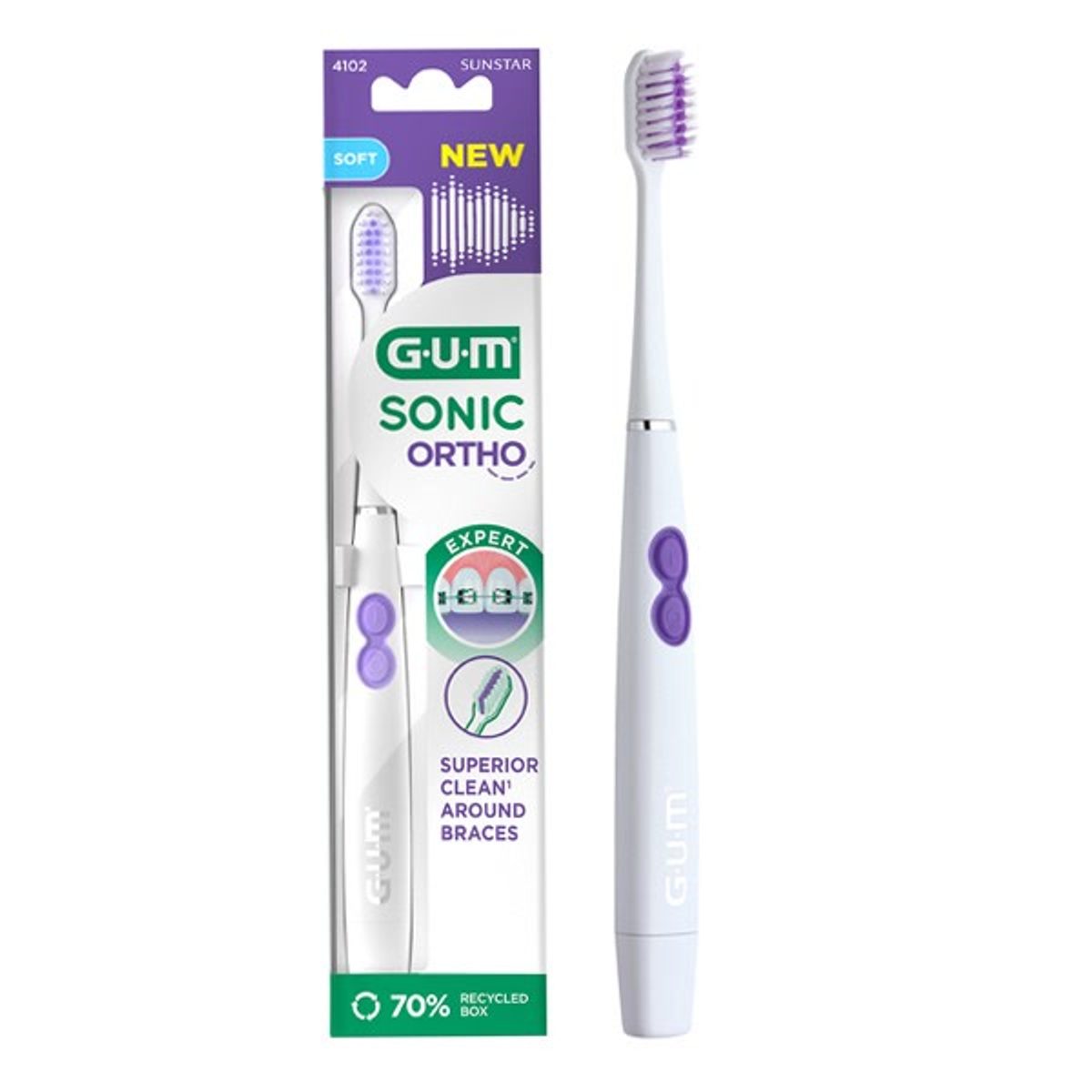GUM Sonic Ortho Brosse à dents électrique 4102