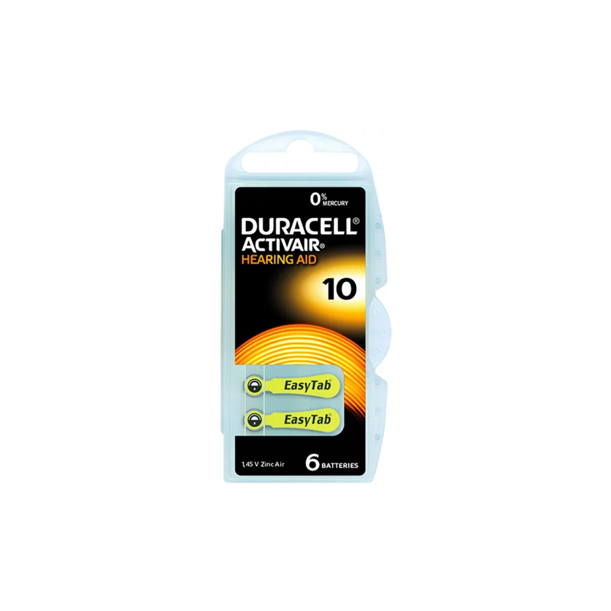 Duracell Activair Hearing Aid 10, 6 piles auditives