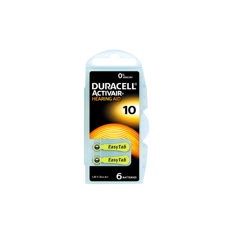 Duracell Activair Hearing Aid 10, 6 piles auditives