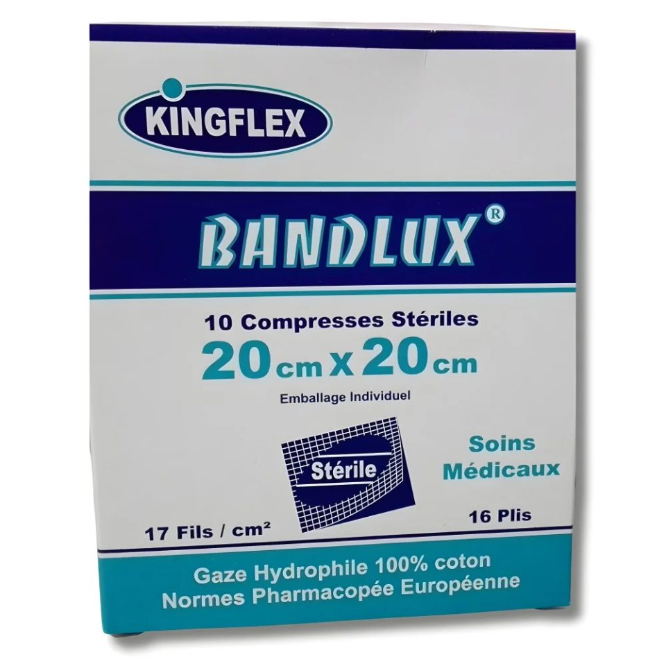 Compresses stériles Kingflex Bandlux 20 × 20 cm, boîte de 10