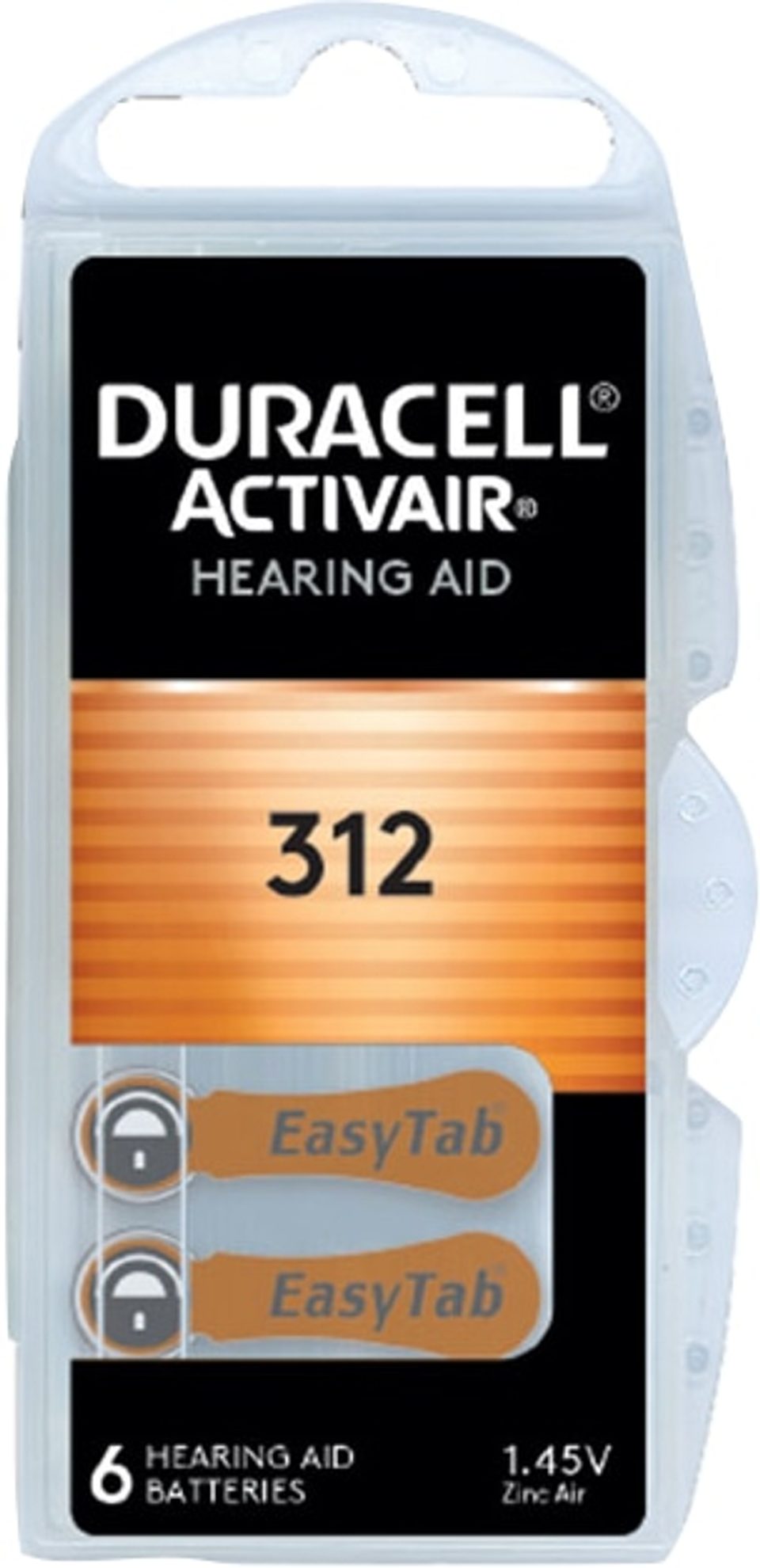 Piles auditives Duracell Activair 312, blister de 6