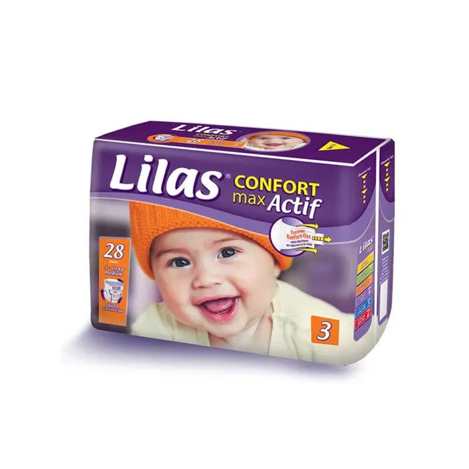 Lilas Confort Max Actif Couches bébé 5–10 kg 28 pièces