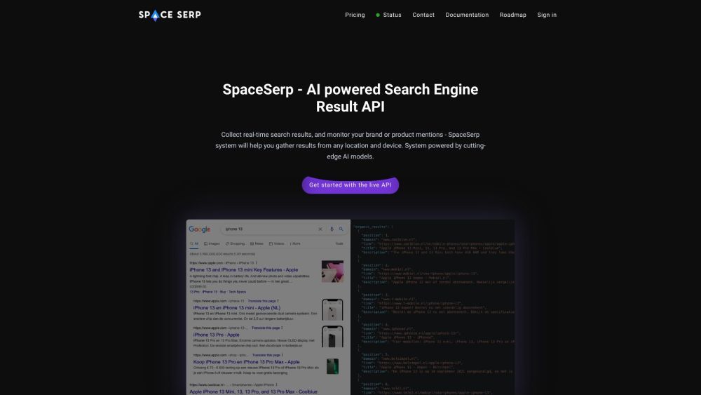 Screenshot of SpaceSerp Screenshot of SpaceSerp