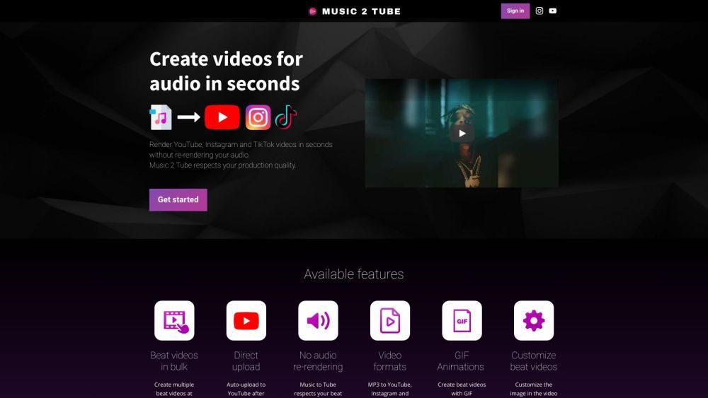 Screenshot of Music 2 Tube