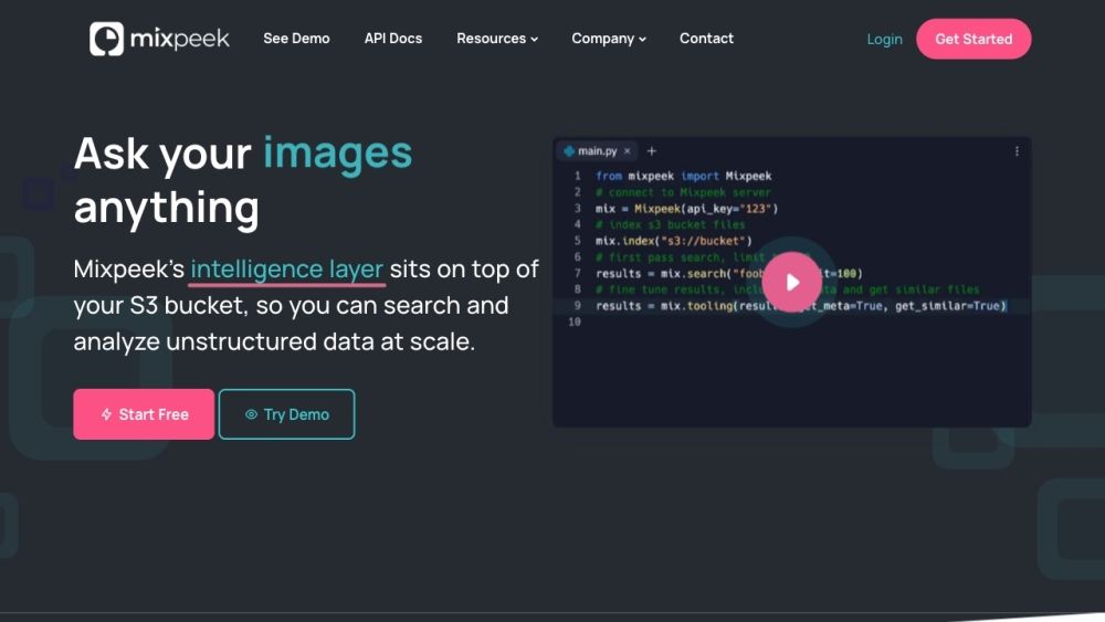 Screenshot of Mixpeek