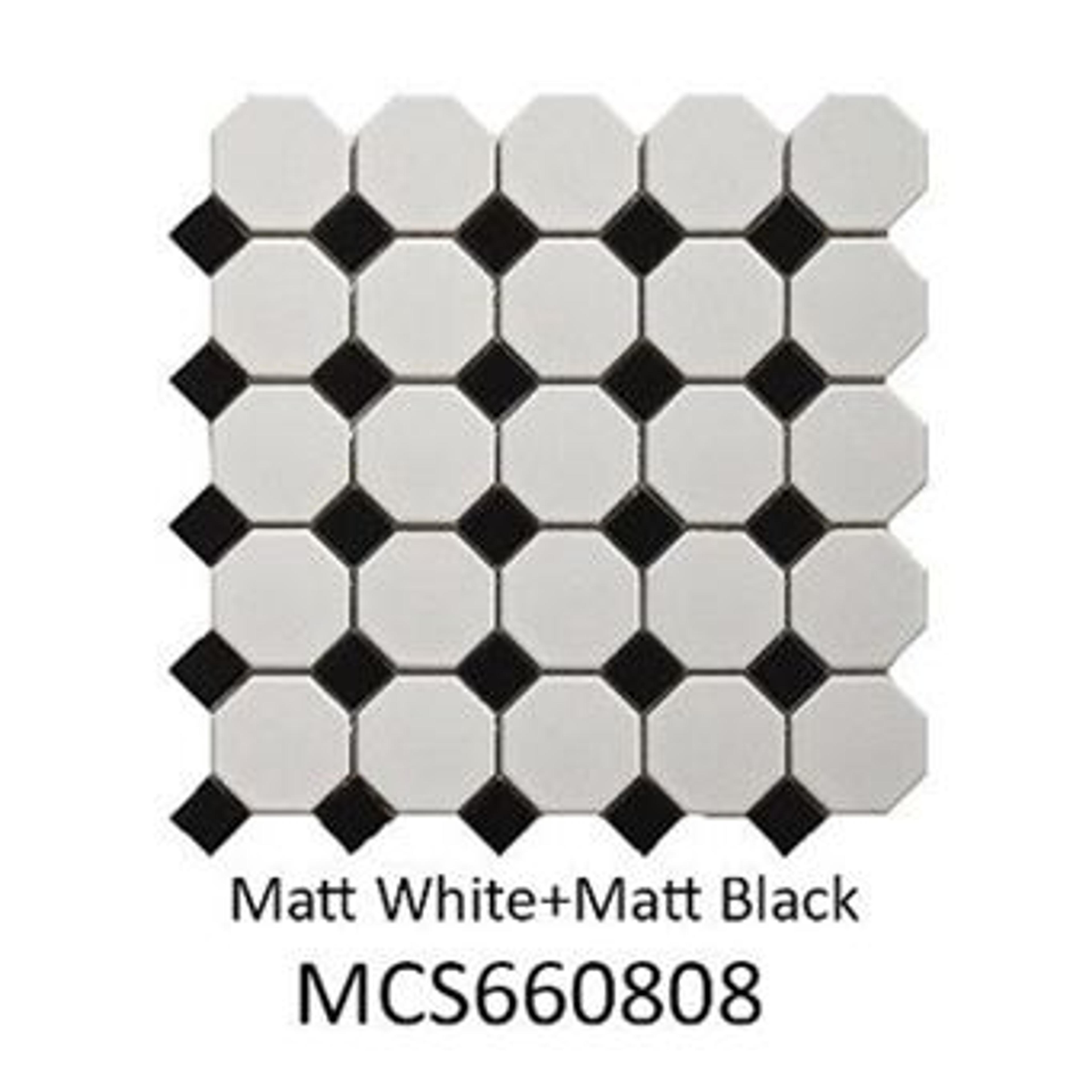 White & Black Matte Octagonal Tile (MCS660808)