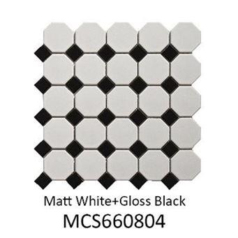 White & Black Glossy Matte Octagonal Tile (MCS660804)