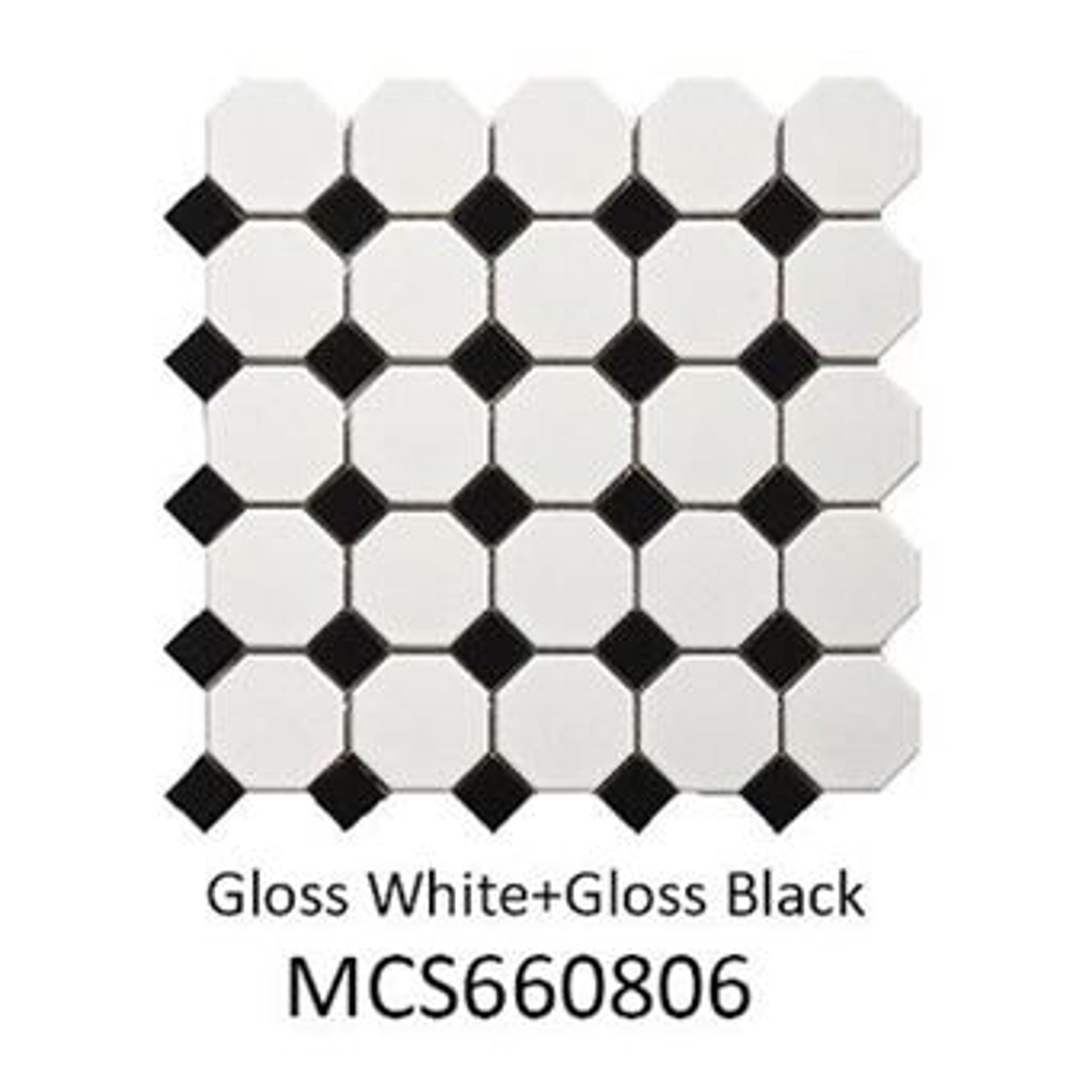 White & Black Glossy Octagonal Tile (MCS660806)