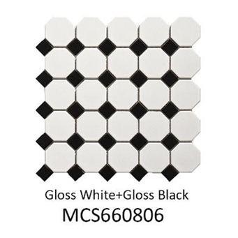 White & Black Glossy Octagonal Tile (MCS660806)